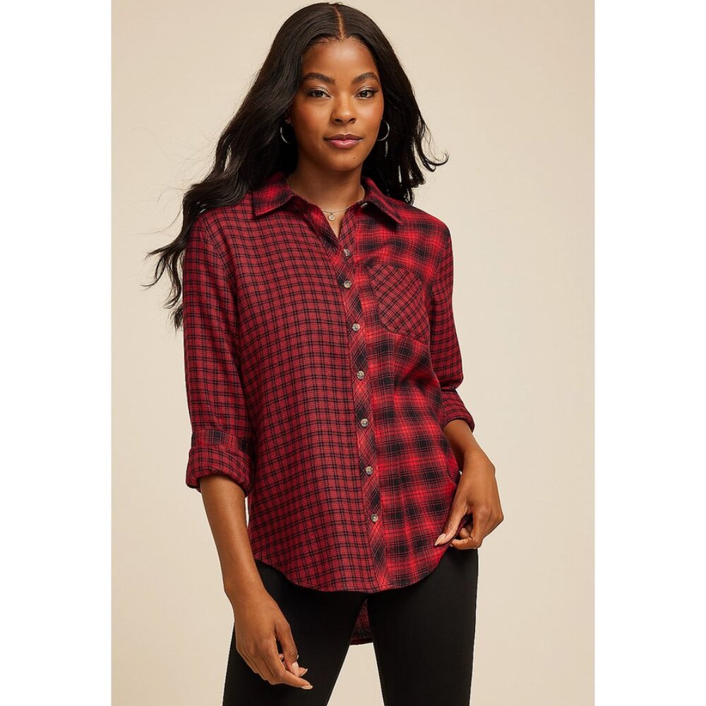 Maurices Collegiate Plaid Button Down Shirt